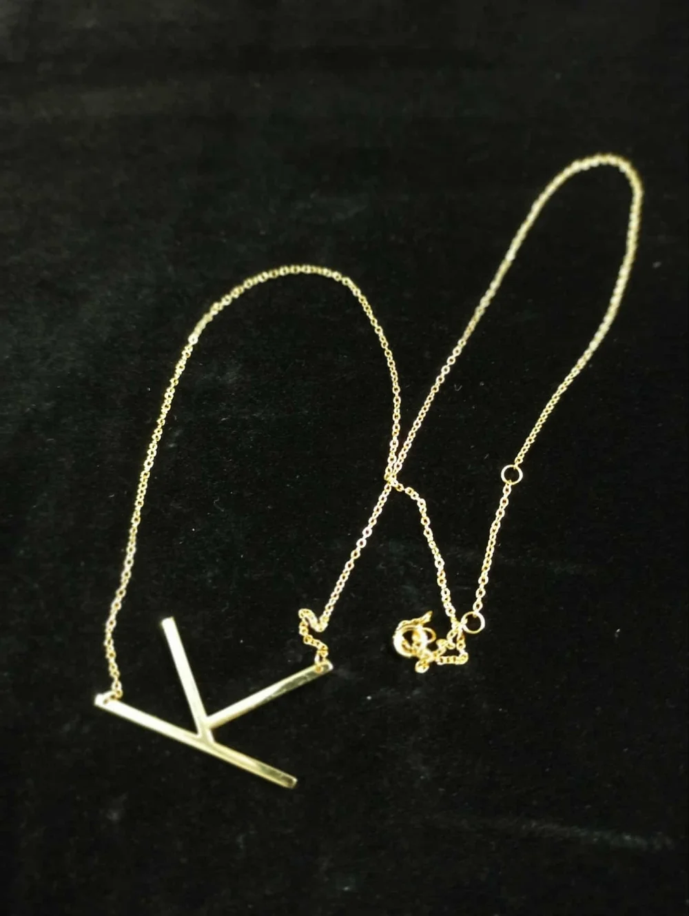 Vintage 90s Sterling Silver 925 Gold Plated K Initial Necklace Minimalist Bar